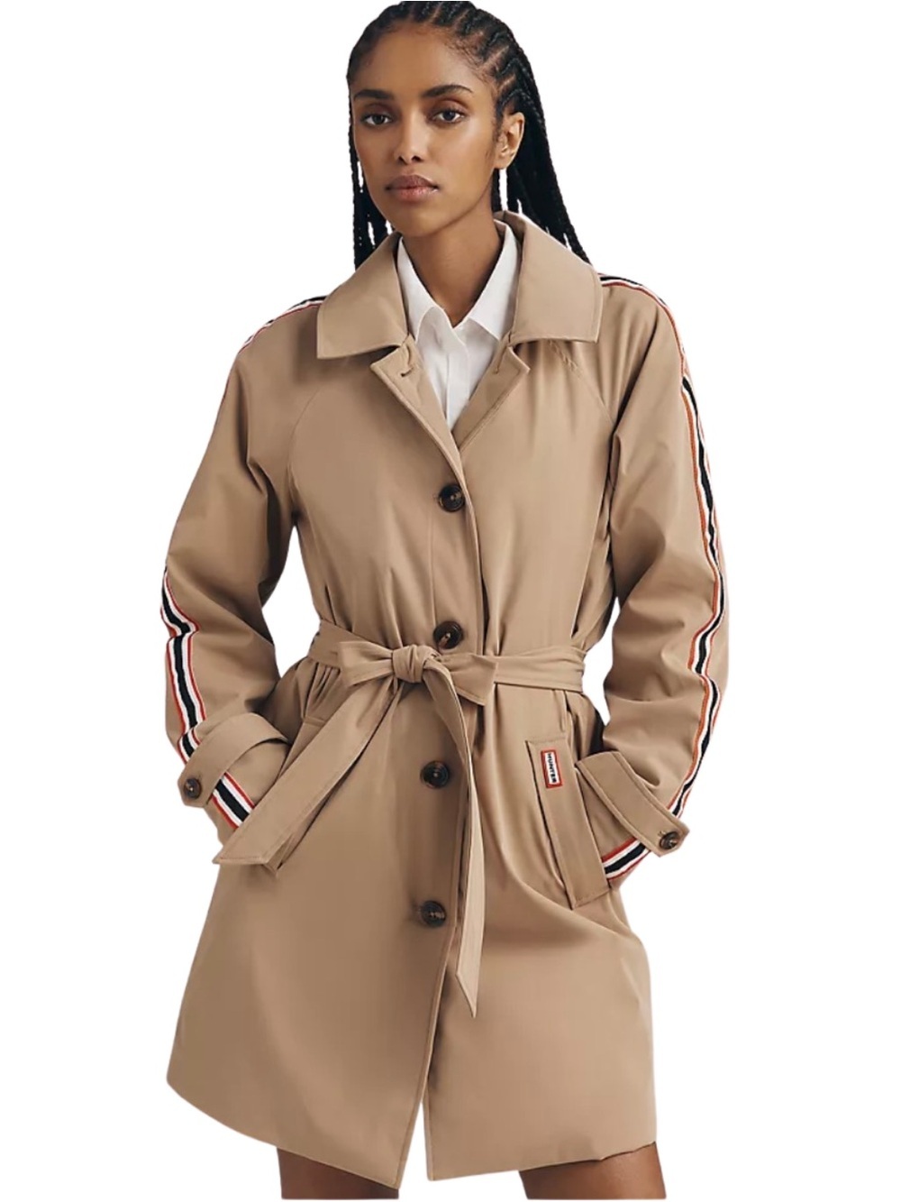Hunter Sophia British Tan Belted Trench Coat NWT Large - Picture 2 of 15